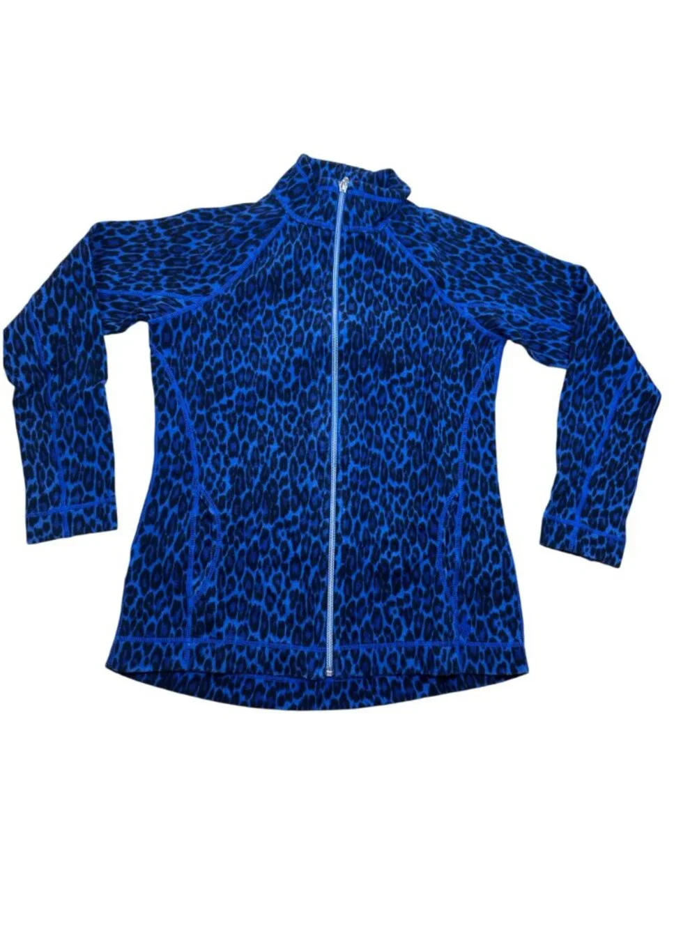 Tommy Bahama Knit Jacket Extra Small Blue Black Leopard Print Full Zip